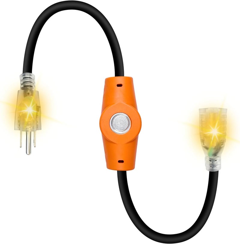 MAXKOSKO 2PCS 120V Temperature Controlled Extension Cord, Heat Cable Controller, Thermostatically Controlled Outlet Auto On/Off Below 37°F/Over 50°F, 20" Cord for Covered Outdoor Outlets - Image 1